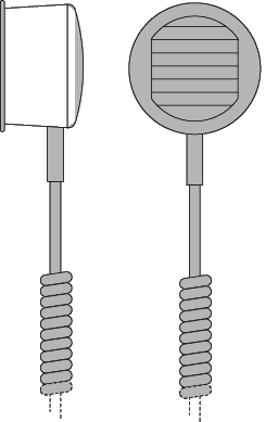Ansicht frontal und seitlich des einfachen Hörers
